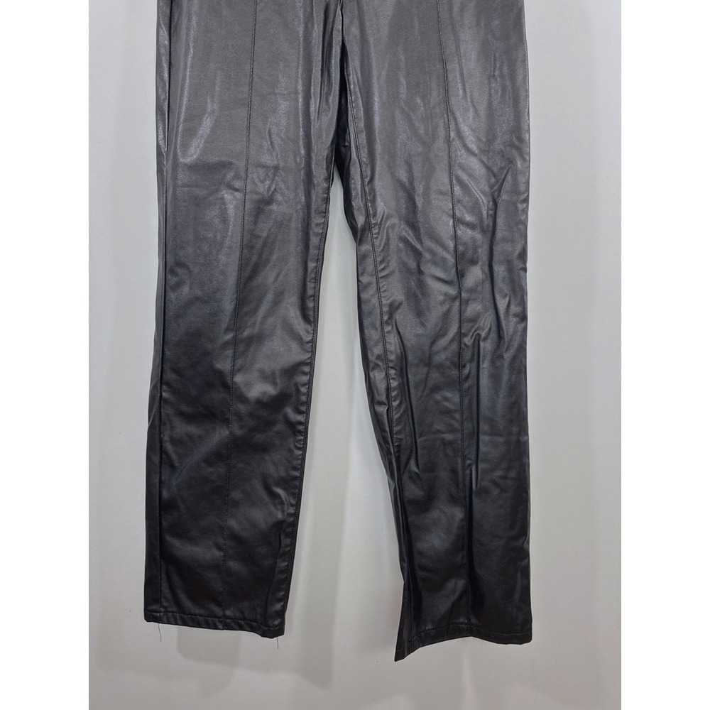 PrettyLittleThing Womens Black Faux Leather High Waisted Straight Leg Pants 6 - Picture 3 of 11
